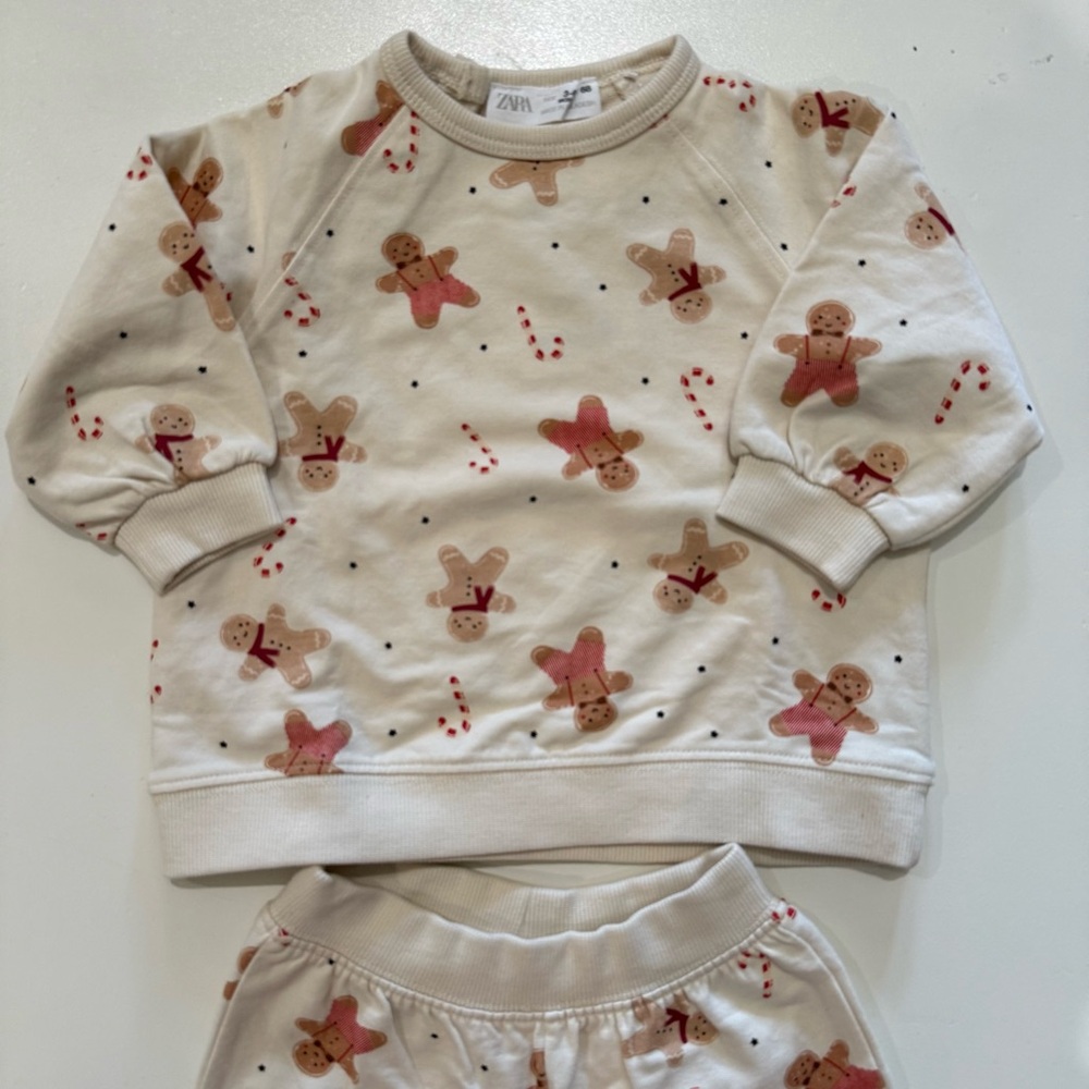 ZARA Gingerbread Print Set (3–6M) NWOT - Picture 1 of 2